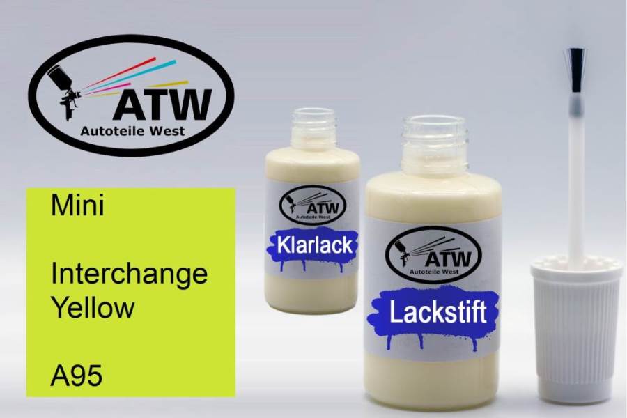 Mini, Interchange Yellow, A95: 20ml Lackstift + 20ml Klarlack - Set, von ATW Autoteile West.